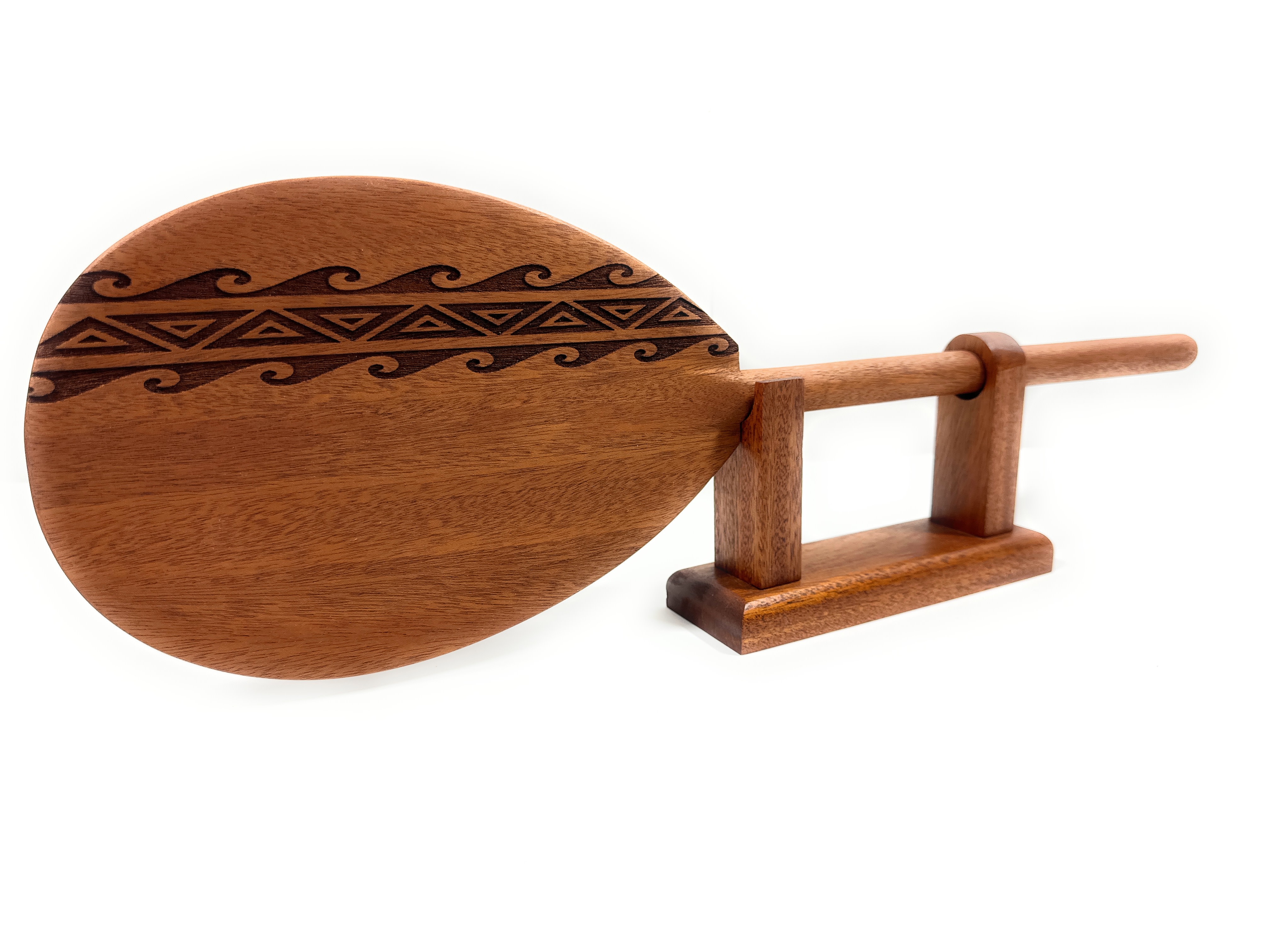 Trophy Koa paddle 24 inch Etched Tribal Design w/ stand -Made in Hawaii | #koa7022b Trophy Koa paddle 24 inch Etched Tribal Design w/ stand -Made in Hawaii | #koa7022b